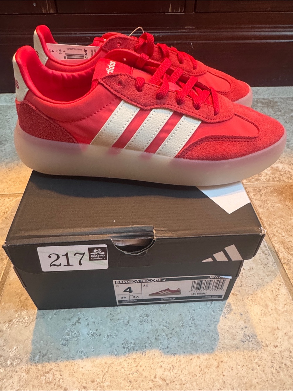adidas Kids Red & White Platform Sneakers